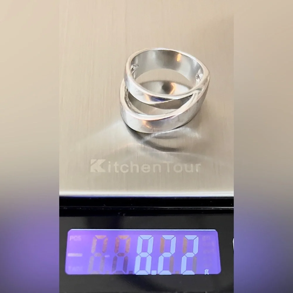 Artisan Handmade 925 Sterling Silver Modernist Crossover Ring - Size 9